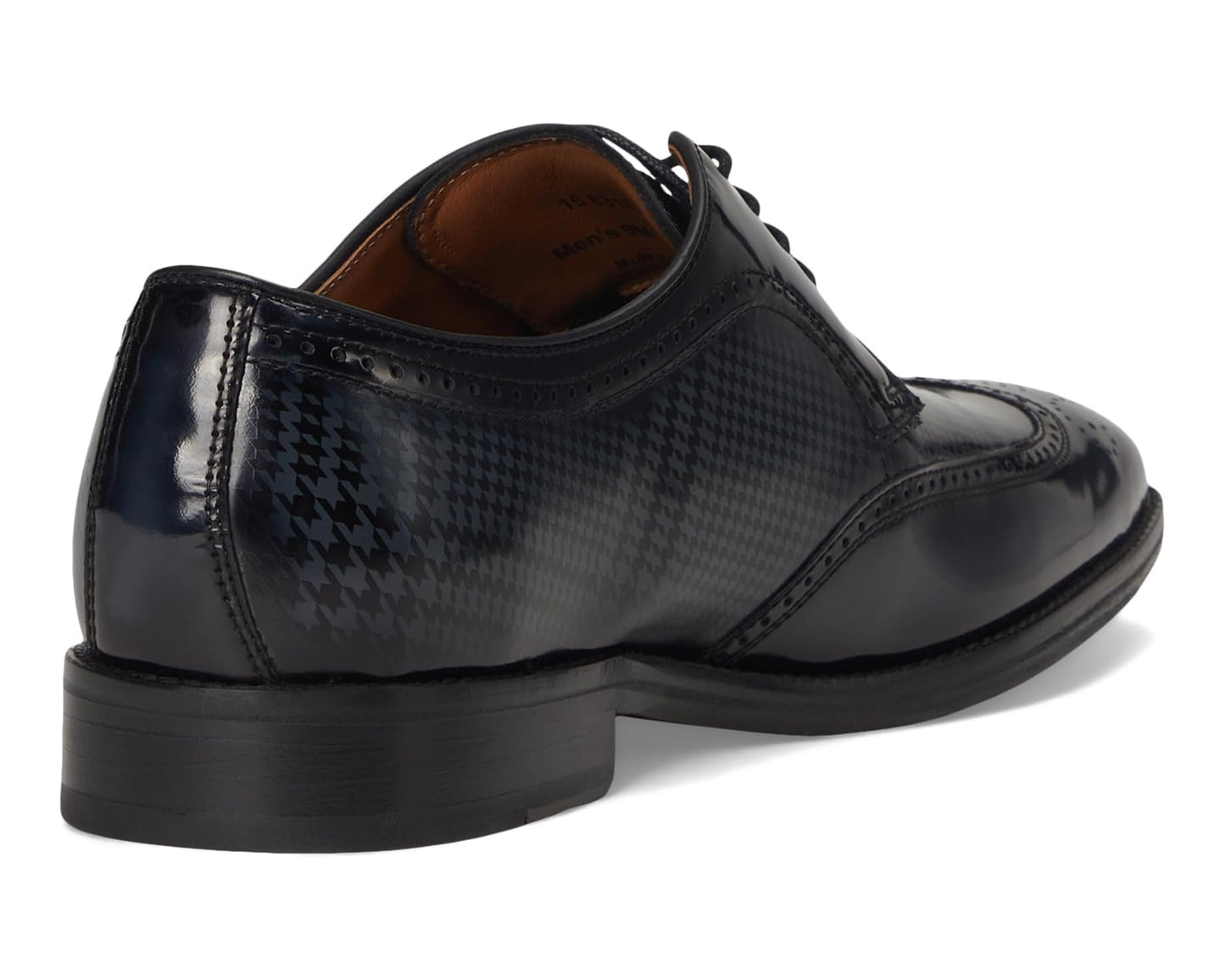 Men's Johnston & Murphy Sullivan Wingtip Black Brush-off Houndstooth Calfskin