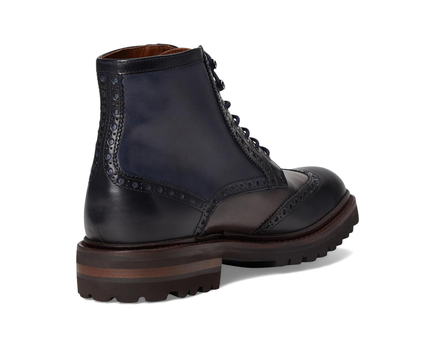 Men's Johnston & Murphy Collection Dudley Lug Wingtip Boots Navy Multi Hand-stained Calfskin