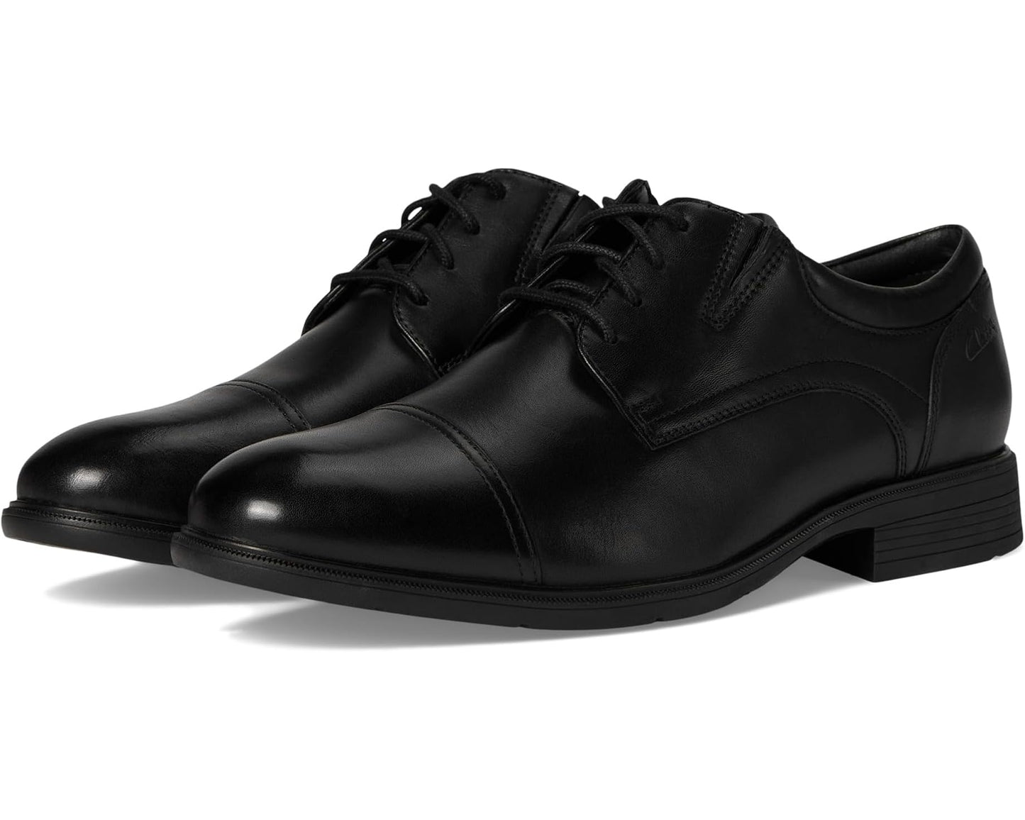 Men's Clarks Steadwell Cap Black Leather