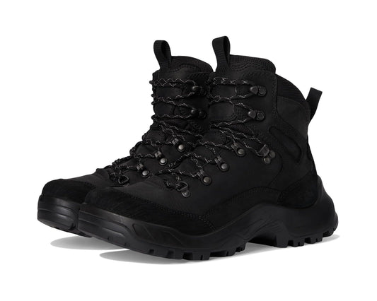 Men's ECCO Sport Offroad Waterproof High Lace-Up Hiking Boots Black Nubuck/Black Oil Nubuck