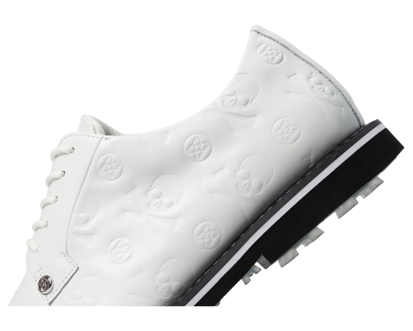 Men's GFORE Gallivanter Debossed Skull & Ts Leather Golf Shoes Snow/Onyx