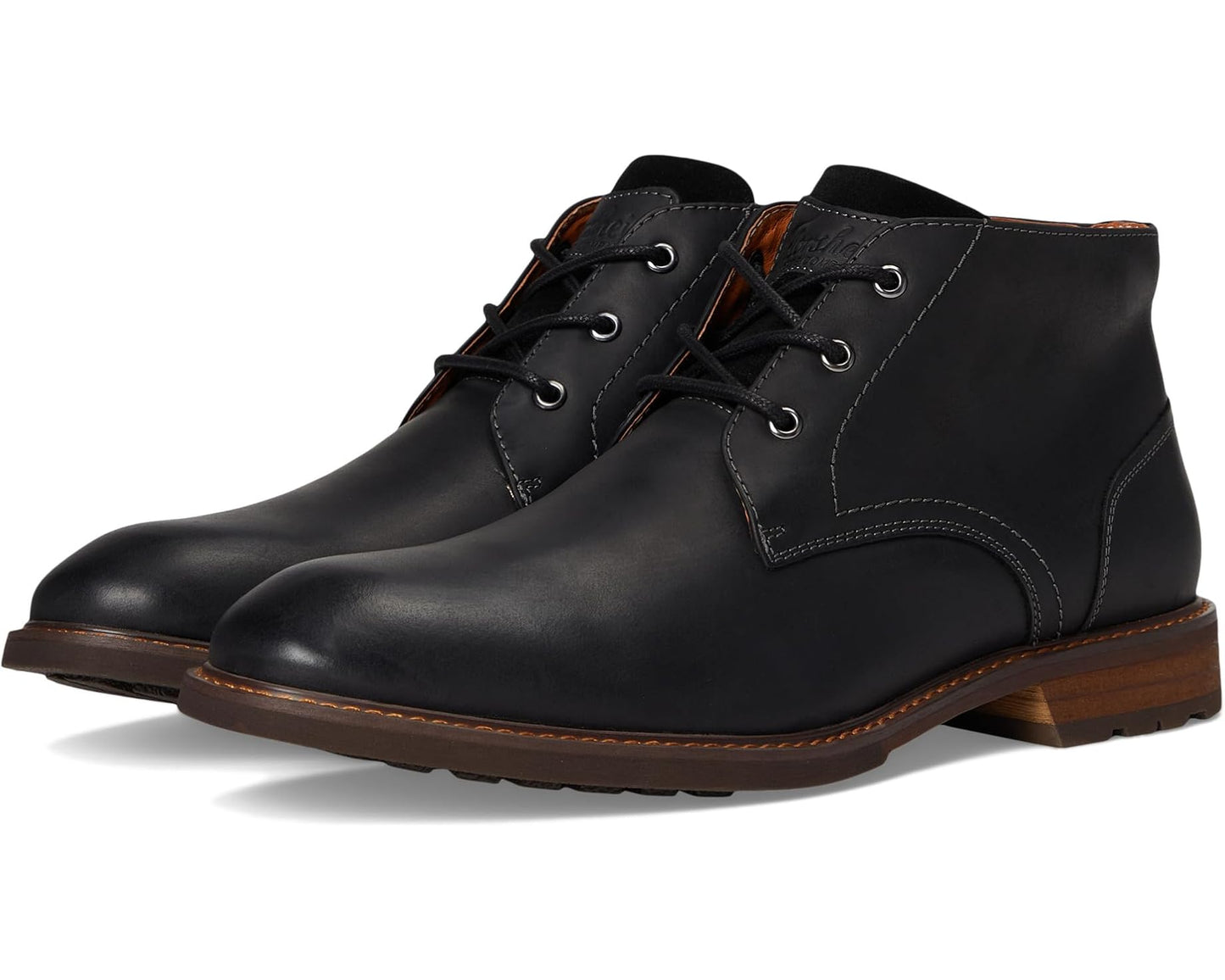 Men's Florsheim Lodge Plain Toe 3-eye Chukka Boots Black Crazy Horse