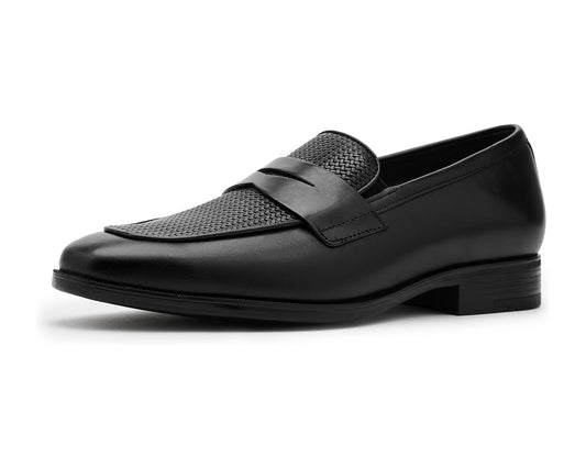 Men's Johnston & Murphy Gibbons Embossed Penny Loafers Black Full Grain