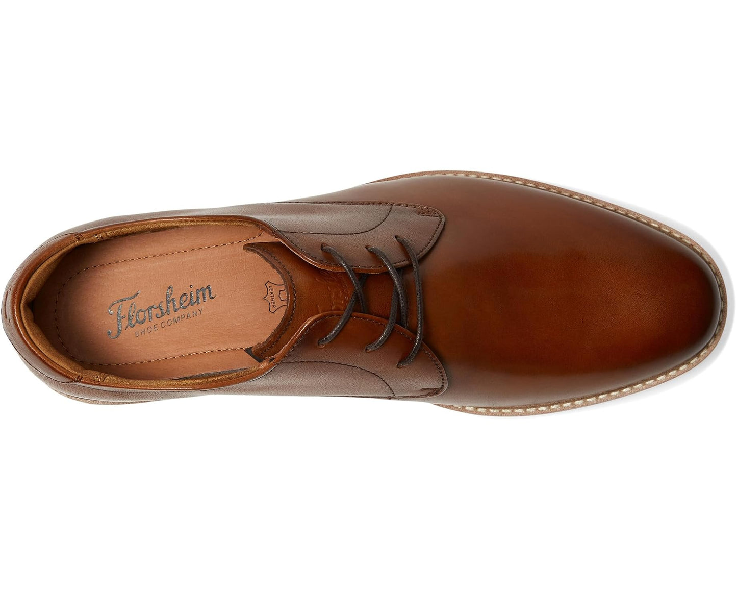 Men's Florsheim Highland Plain Toe Oxford Cognac Smooth/White Sole
