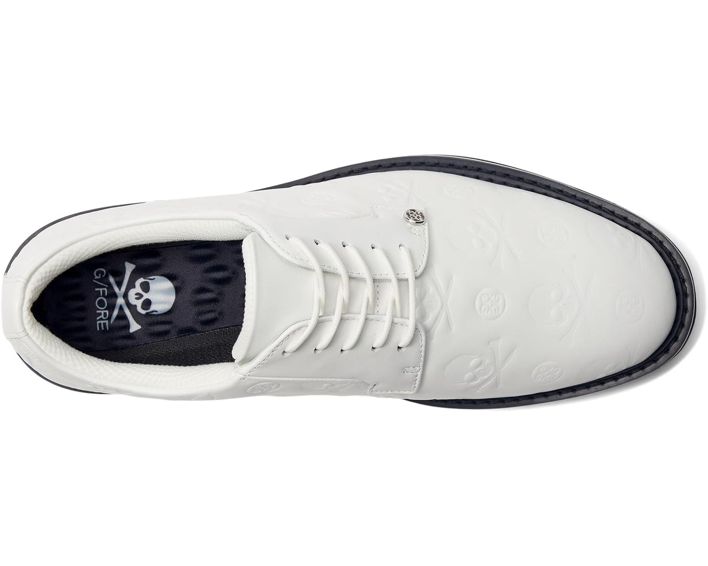 Men's GFORE Gallivanter Debossed Skull & Ts Leather Golf Shoes Snow/Onyx