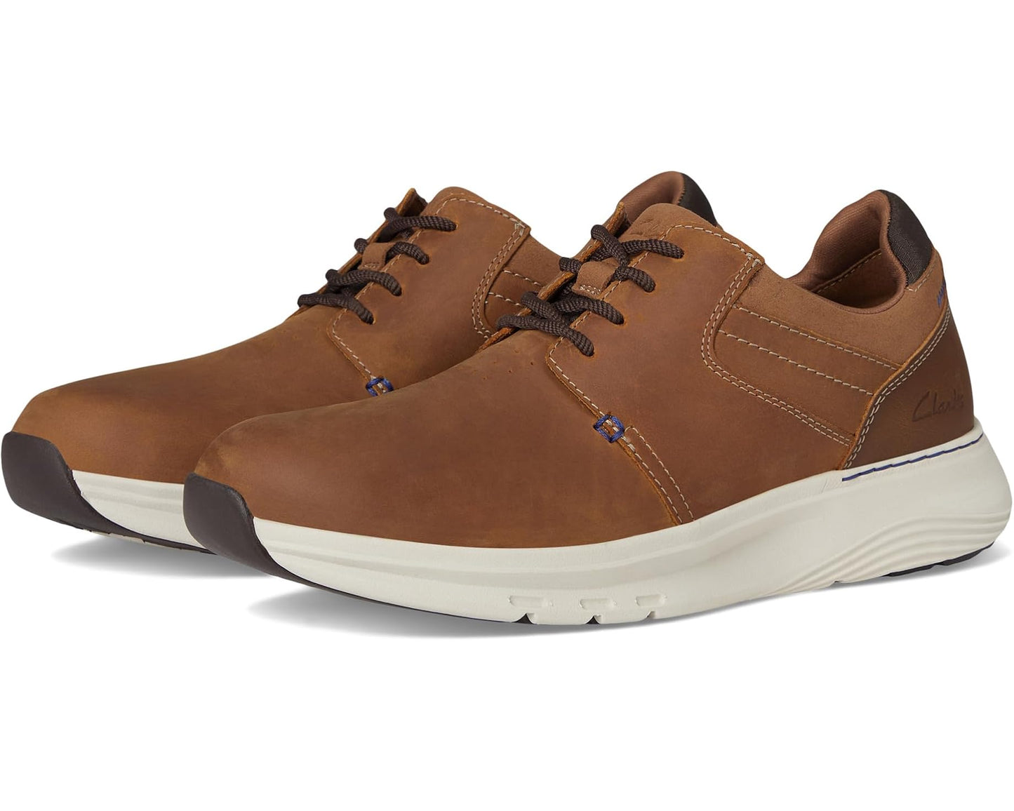 Men's Clarks Motion Trek Plain Toe Dark Tan Leather