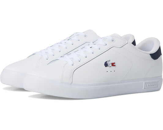 Men's Lacoste Powercourt Leather Sneakers White/Navy/Red