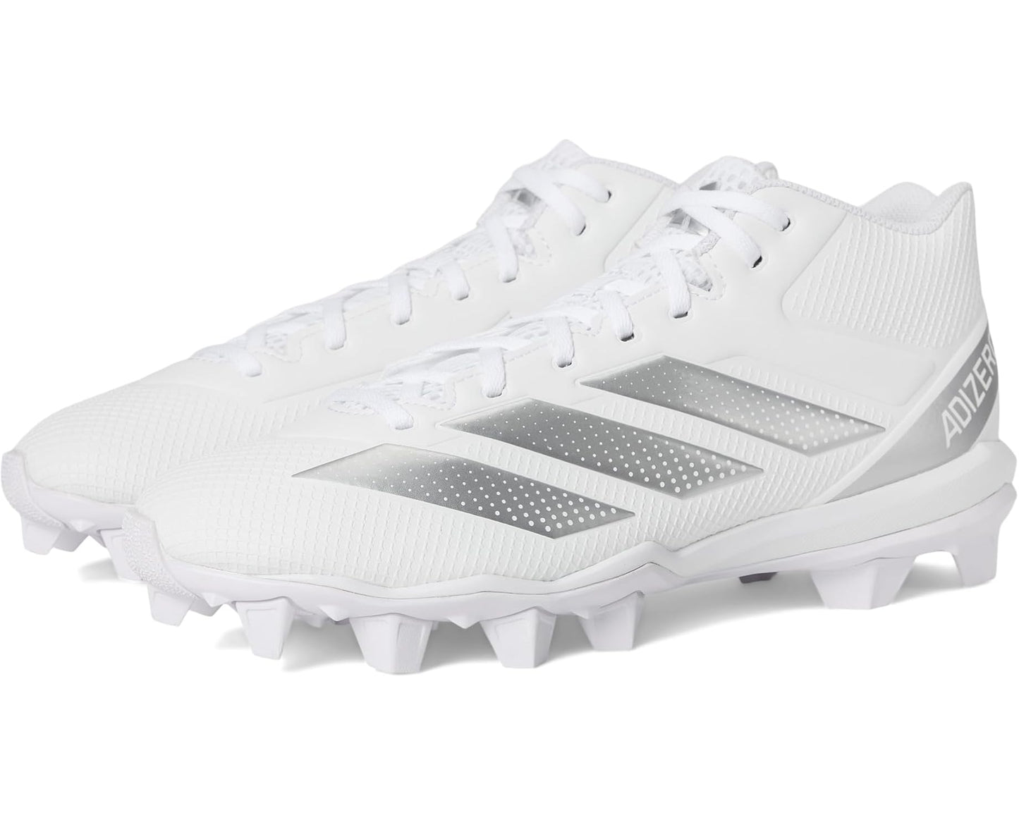 Men's adidas Adizero Impact.2 Molded Rubber Football Cleats White/Silver Metallic/White