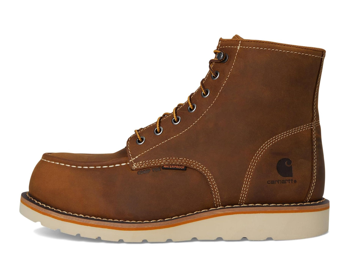 Men's Carhartt 6 Waterproof Moc Nano Toe Wedge Work Boots Light Brown