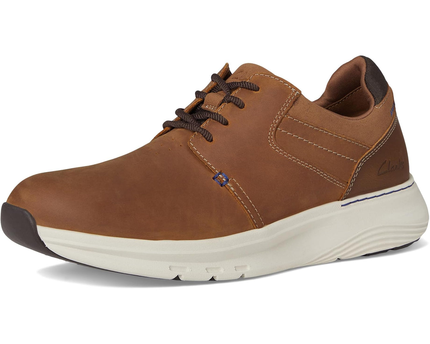 Men's Clarks Motion Trek Plain Toe Dark Tan Leather