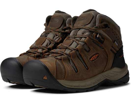 Men's KEEN Utility Flint II Mid Waterproof Soft Toe Black Olive/Brindle
