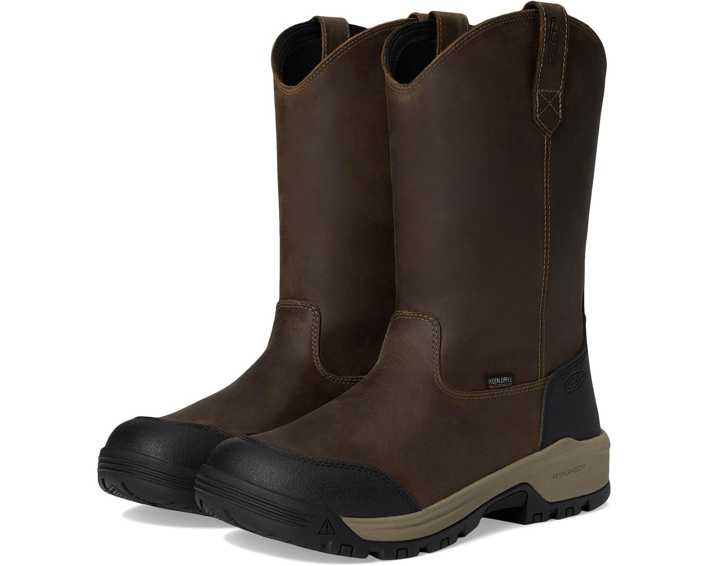 Men's KEEN Utility Evanston Pull-On Waterproof Boot (Soft Toe) Bison/Black
