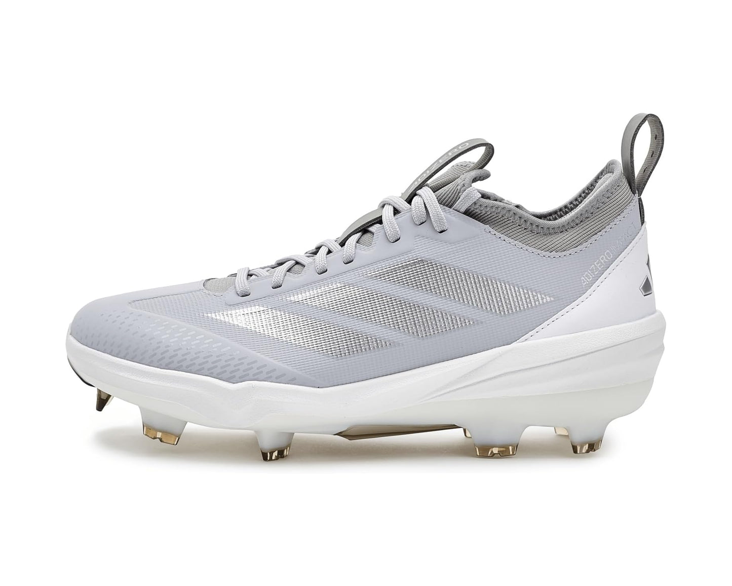 Men's adidas adiZero Impact 2.0 TPU Baseball Cleats Team Light Grey/White/Silver Metallic