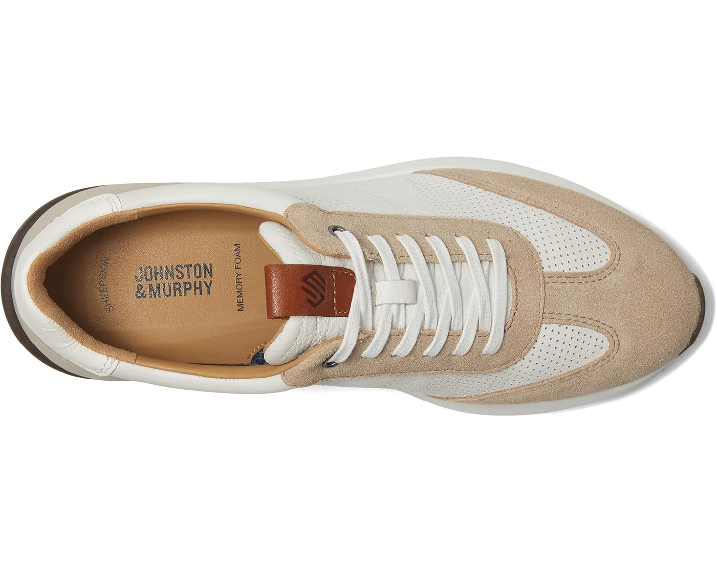 Men's Johnston & Murphy Kinnon T-Toe Sand Suede/White Full Grain