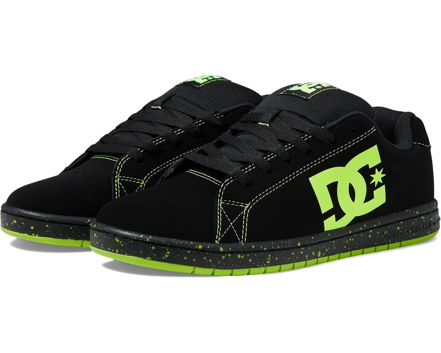 Men's DC Gaveler Casual Low Top Skate Shoes Sneakers Black/Lime Green