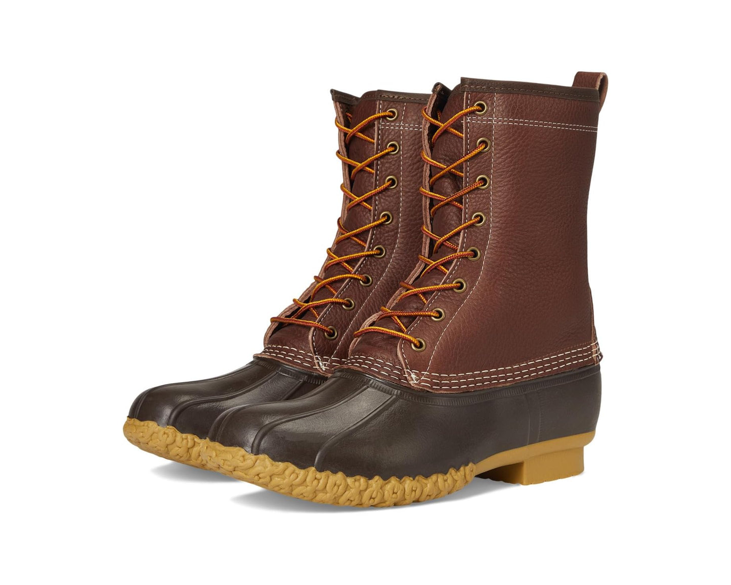 Men's L.L.Bean 10 Bean Boots Shearling Lined Insulated Tumbled Leather Maple/Brown