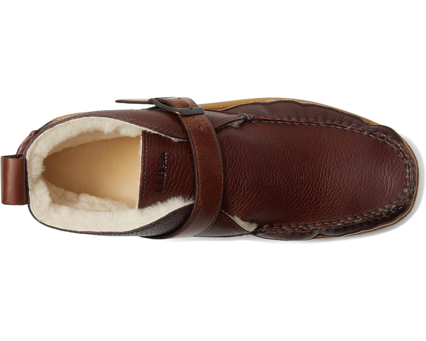 Men's L.L.Bean Lodge Moc Vibram Shearling Buckle Boots Mahogany
