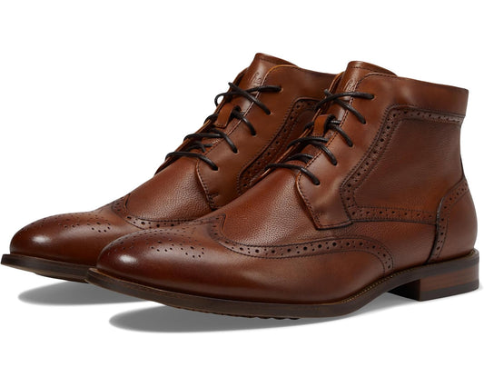 Men's Florsheim Rucci Wingtip Lace Boots Cognac
