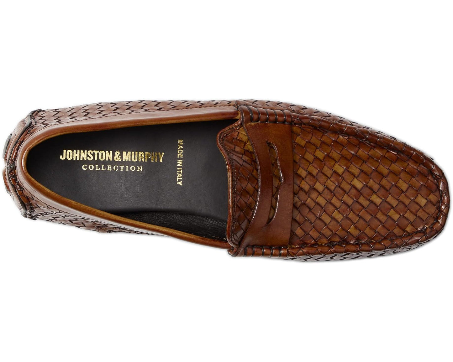 Men's Johnston & Murphy Collection Dayton Woven Penny Brown Italian Calfskin