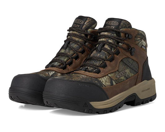 Men's KEEN Utility Skokie Waterproof Work Boots (Carbon Toe) Camo/Black