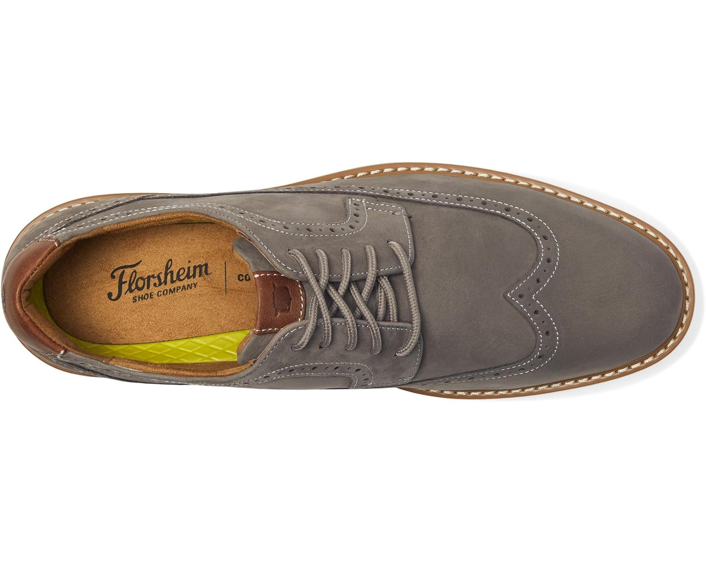 Men's Florsheim Norwalk Wingtip Oxford Gray Nubuck