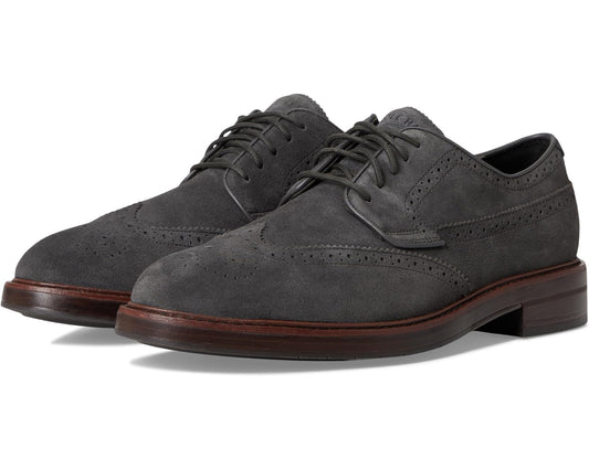 Men's Cole Haan Judson Grand Wingtip Oxfords Raven Suede/Dark Natural