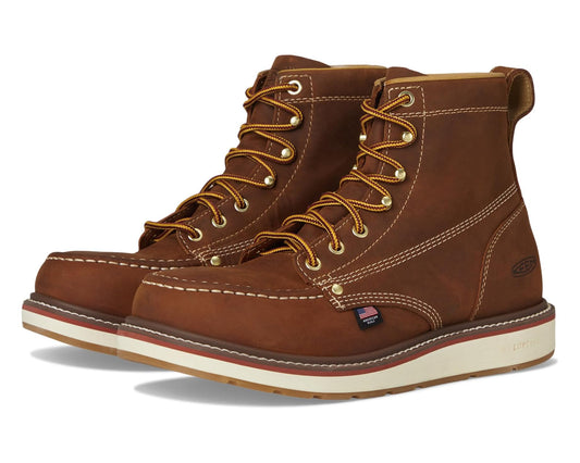 Men's KEEN Utility Liberty 6 Waterproof Boot (Soft Toe) Leather Brown/Birch