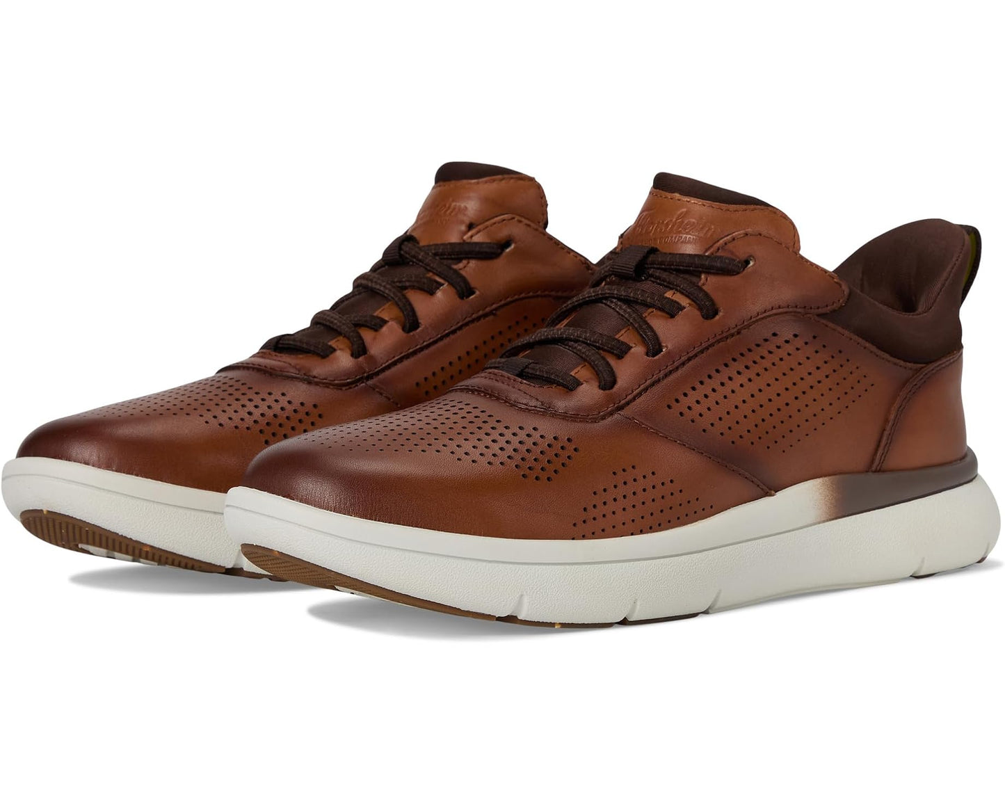 Men's Florsheim Fleet Perf Toe Elastic Lace Sneakers Cognac