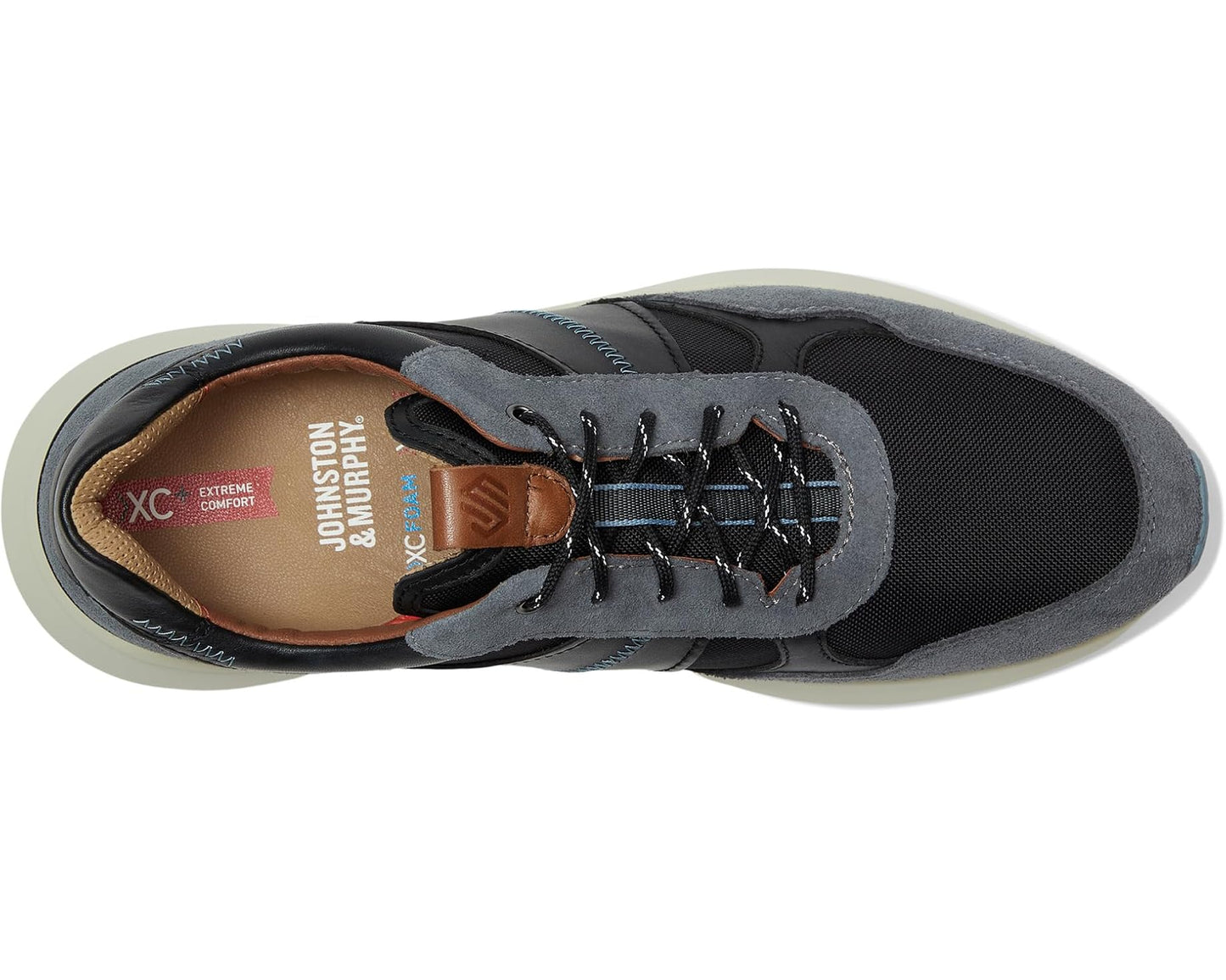 Men's Johnston & Murphy Xc Declan Jogger Gray Waterproof Suede/Black Waterproof Full Grain