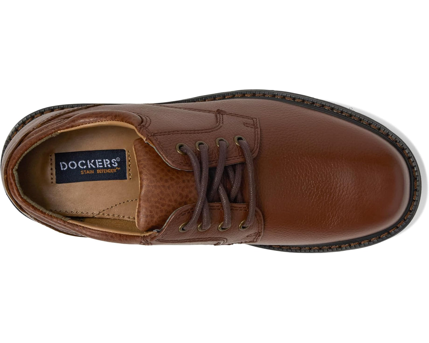 Men's Dockers Shelter Plain Toe Dark Tan Full Grain Leather