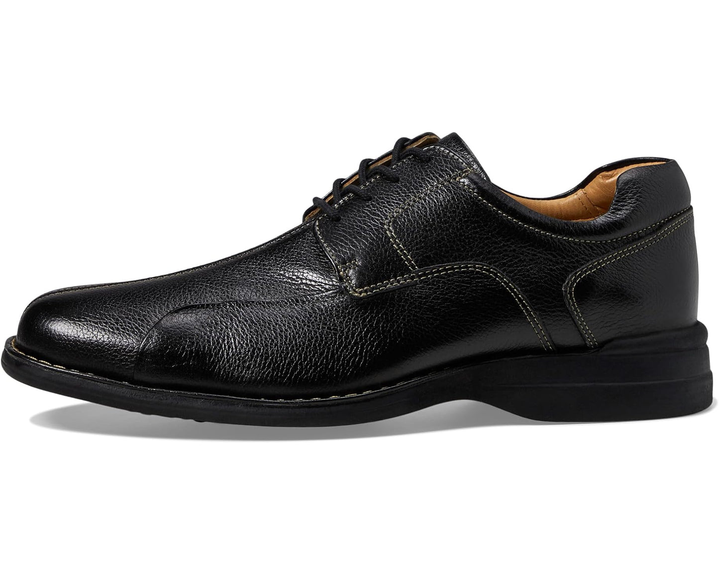 Men's Johnston & Murphy Shuler Causal Dress Bike Toe Oxford Black Tumbled Grain
