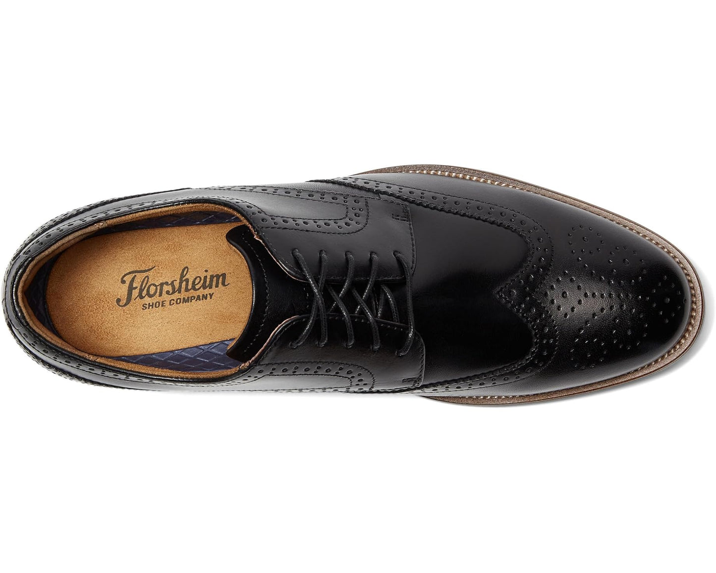 Men's Florsheim Rucci Wing Tip Oxford Black Smooth