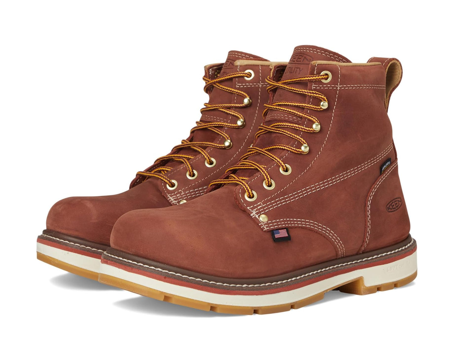Men's KEEN Utility Liberty 6 Waterproof 90° Heel Boots (Soft Toe) Bombay Brown/Gum