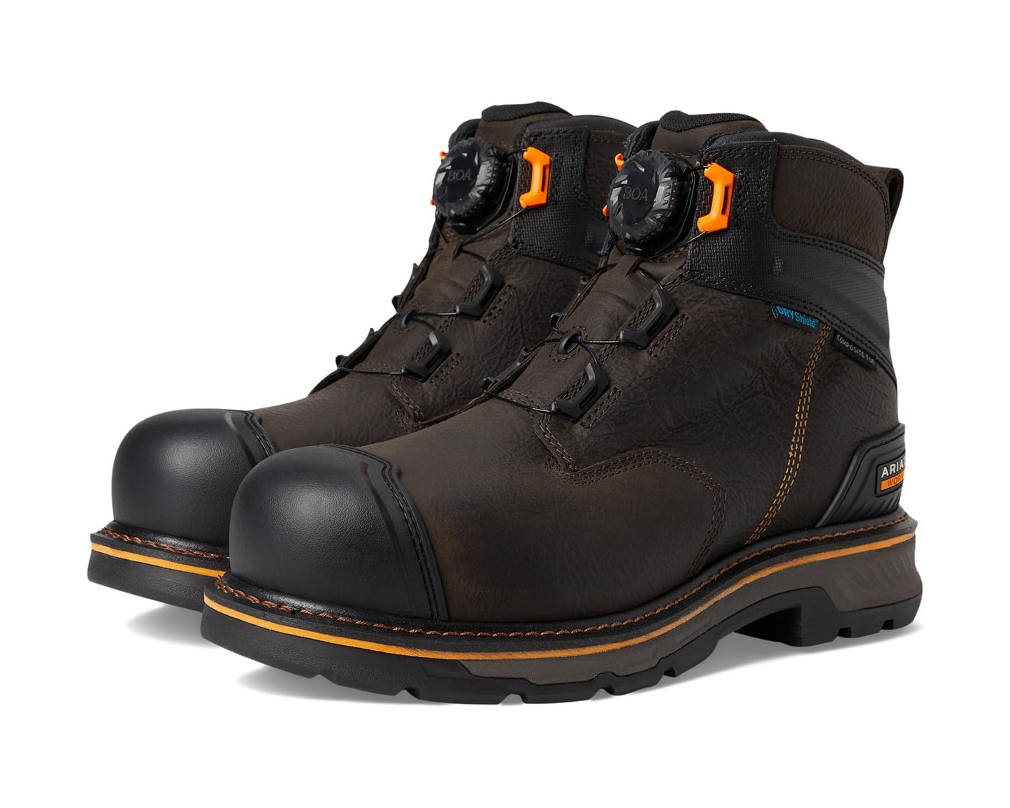 Men's Ariat Stump Jumper 6 BOA Waterproof Composite Toe Work Boots Iron Coffee