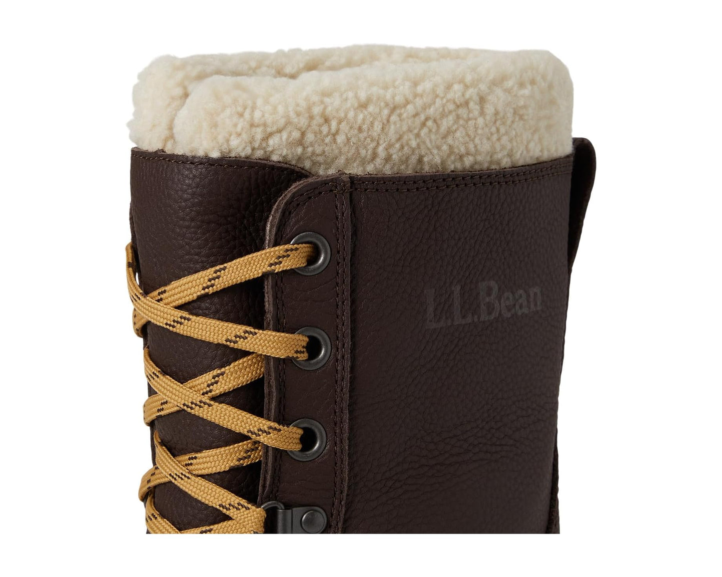 Men's L.L.Bean Snow Boots Tumbled Leather Lace Deepest Brown/Forest Shade