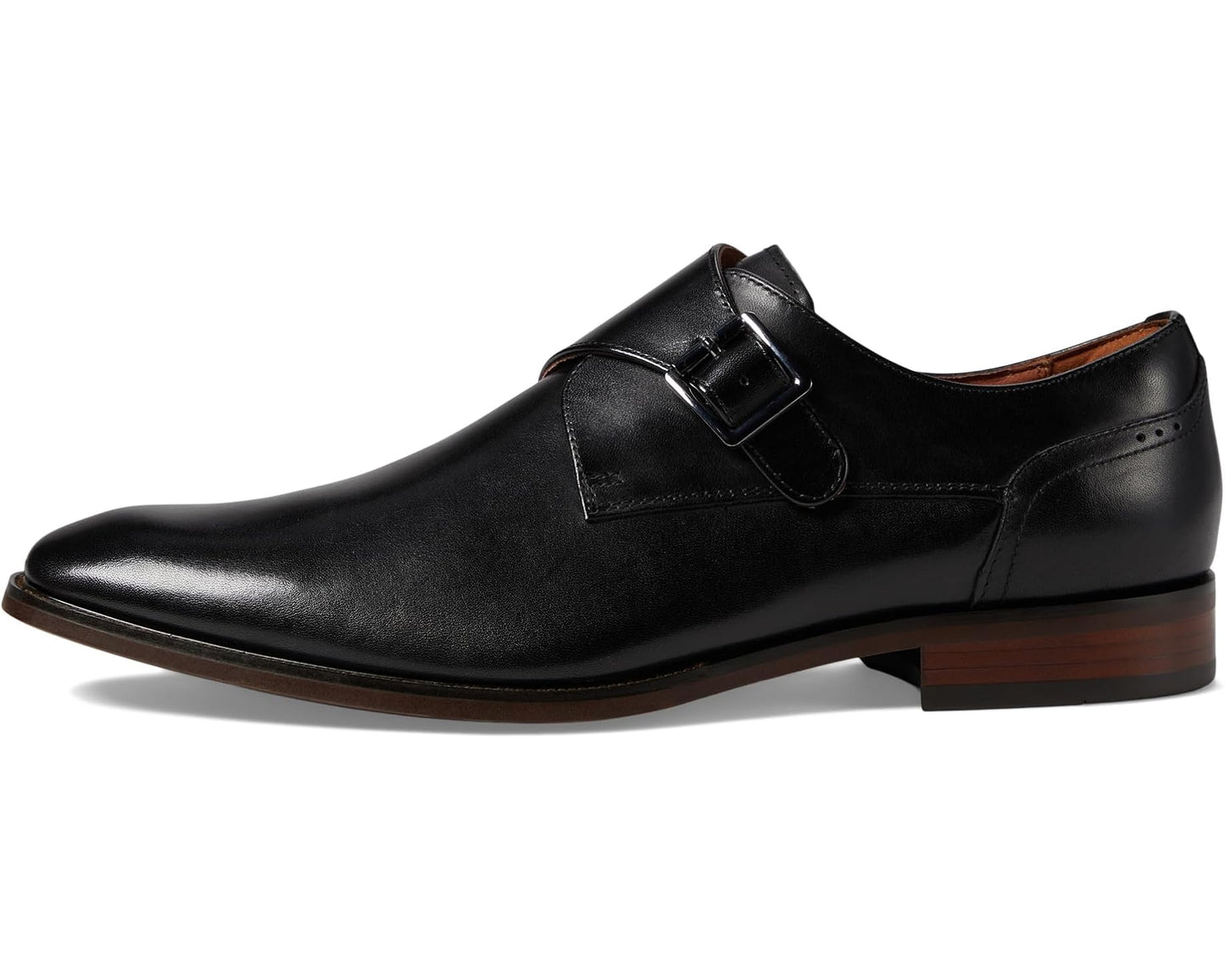 Men's Florsheim Sorrento Plain Toe Single Monk Strap Black Smooth