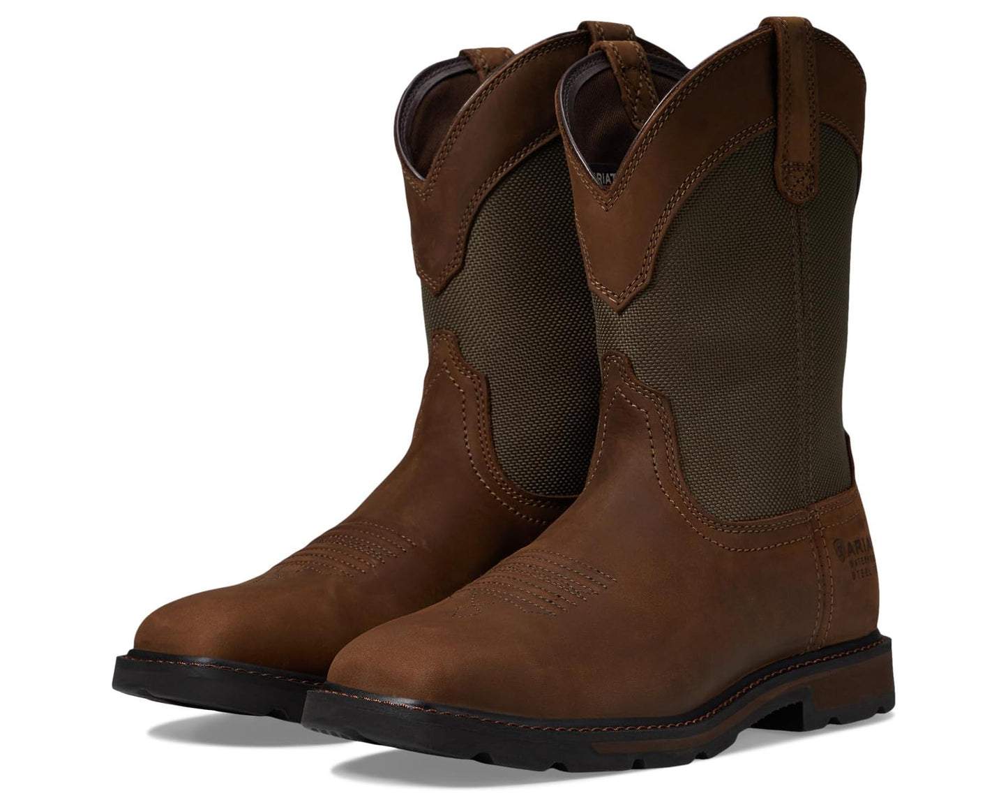 Men's Ariat Groundbreaker Wide Square Toe H20 ST Palm Brown/Ballistic Brown