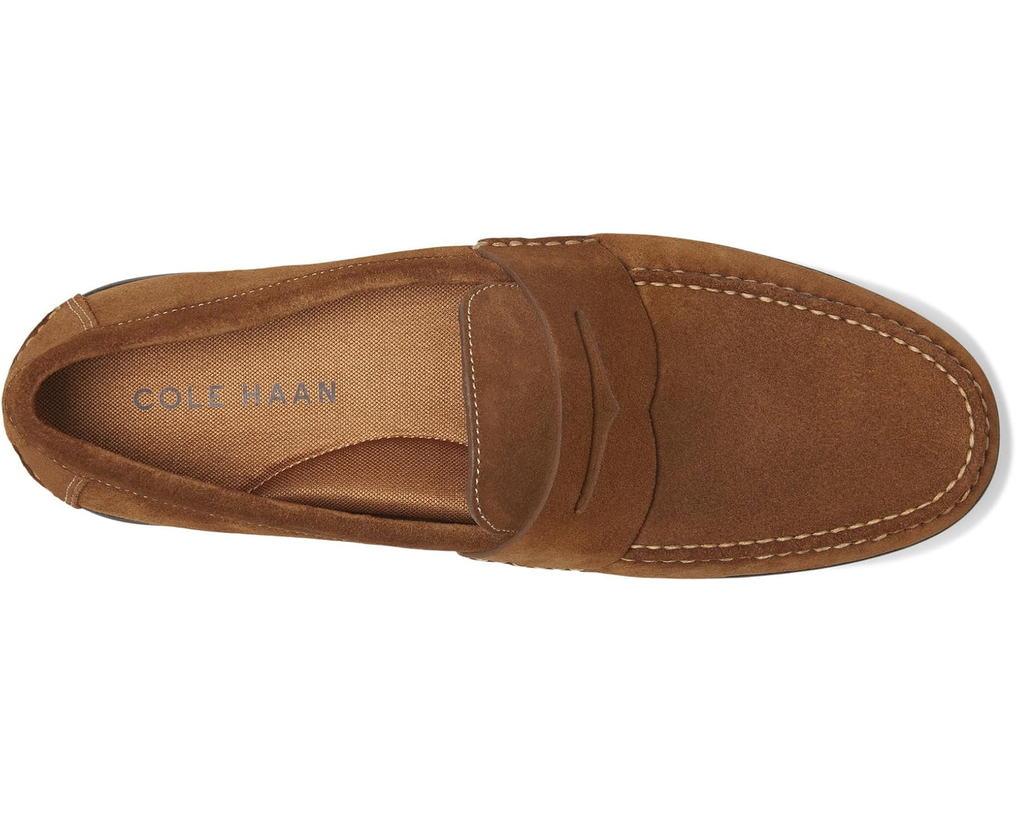 Men's Cole Haan Brower Penny Loafers Spiced Brown Suede/Raven Water Resistant