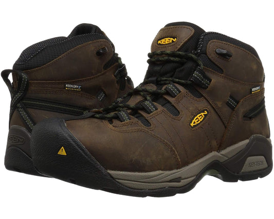 Men's KEEN Utility Detroit XT Mid Steel Toe Waterproof Cascade Brown/Bronze Green