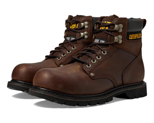 Men's Caterpillar 2nd Shift Steel Toe Dark Brown Leather