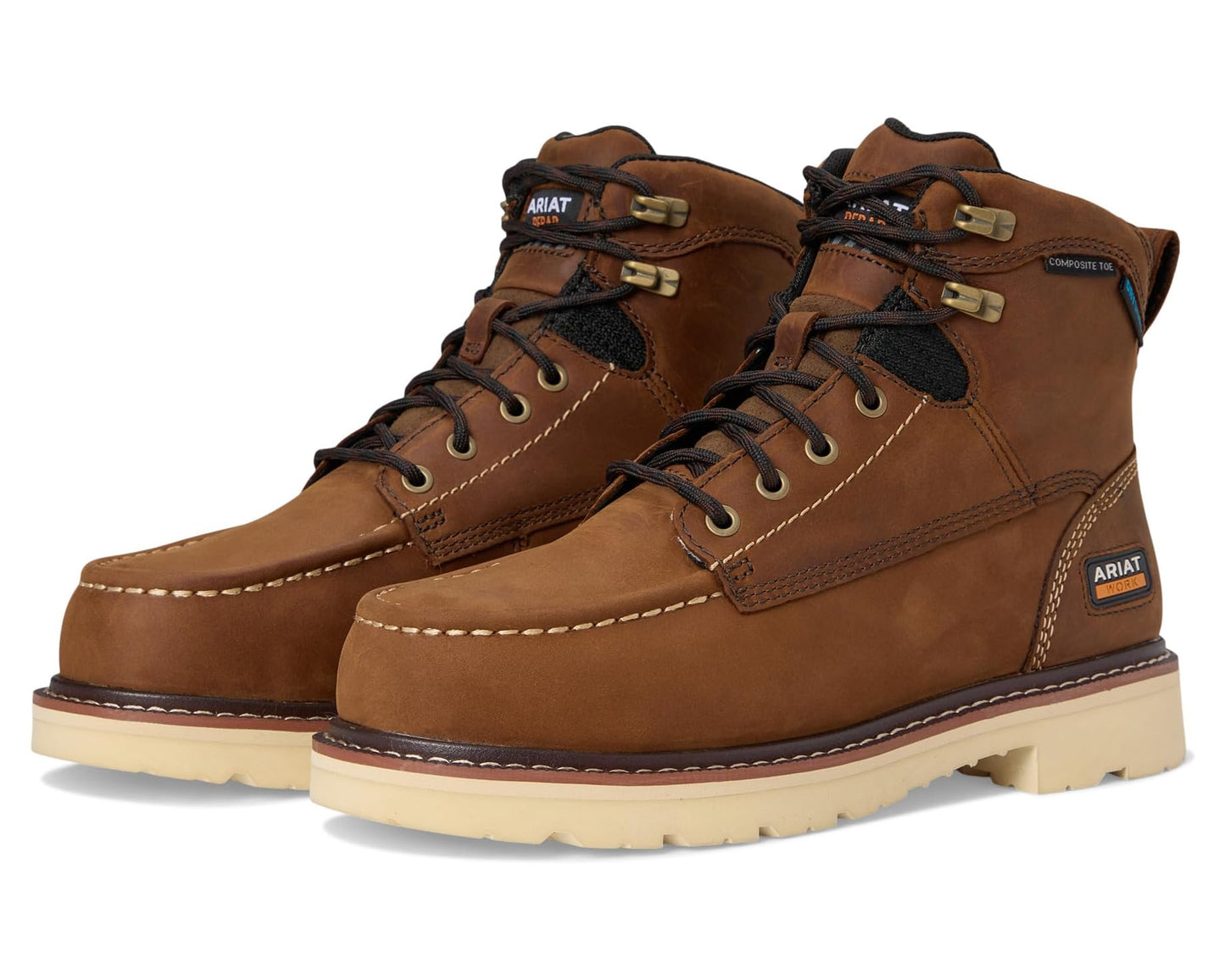 Men's Ariat Rebar Lift 6 Waterproof Composite Toe Work Boots Distressed Brown