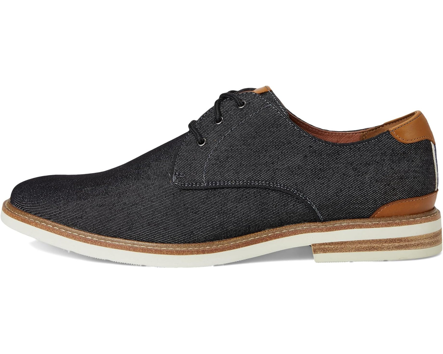 Men's Florsheim Highland Canvas Plain Toe Oxford Blalck Canvas/White Sole