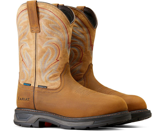 Men's Ariat WorkHog XT Waterproof Carbon Toe Work Boots Distressed Brown