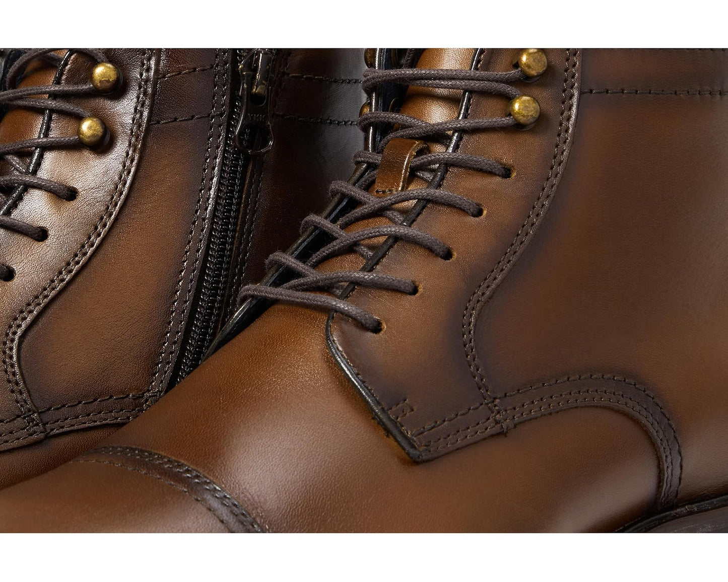 Men's Johnston & Murphy XC Flex Raleigh Cap Toe Zip Dark Tan Full Grain