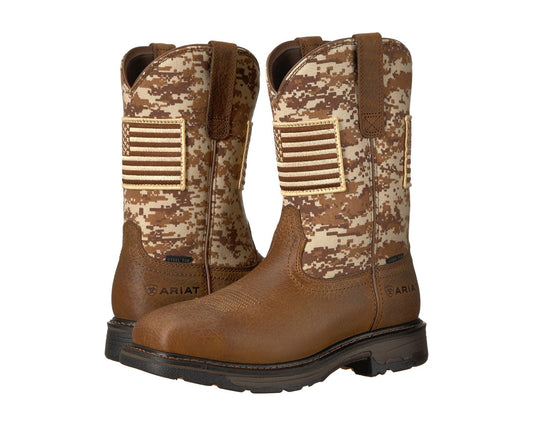 Men's Ariat Workhog Patriot Steel Toe Earth/Sand Camo Print