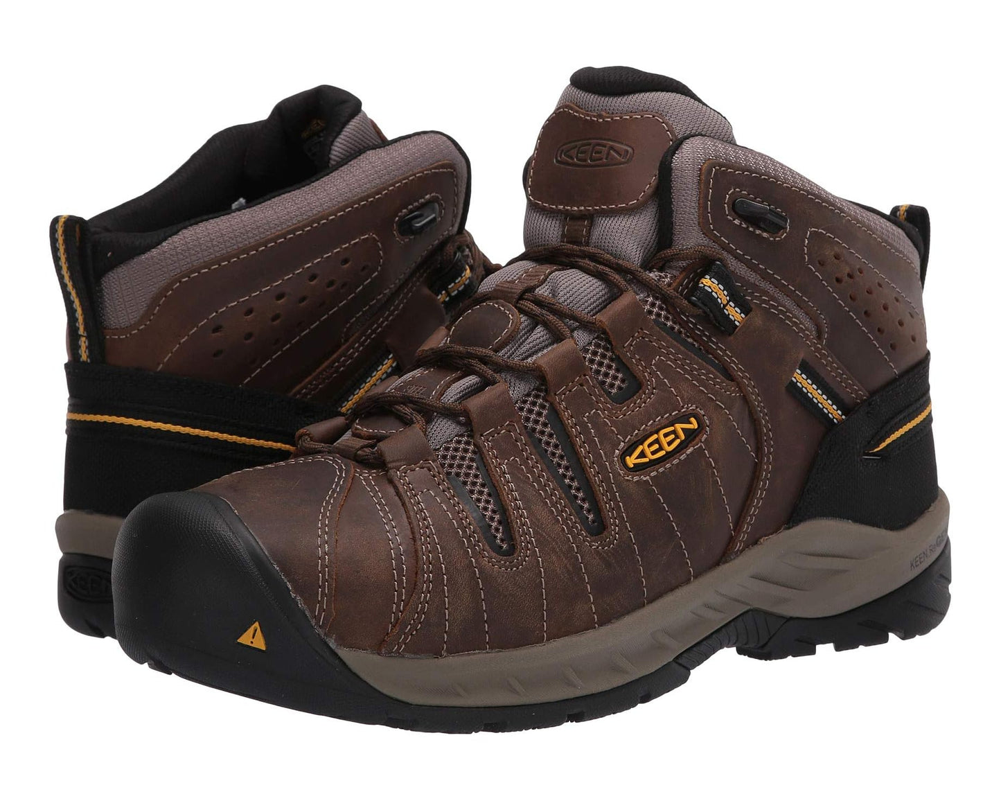 Men's KEEN Utility Flint II Mid Steel Toe Cascade Brown/Golden Rod