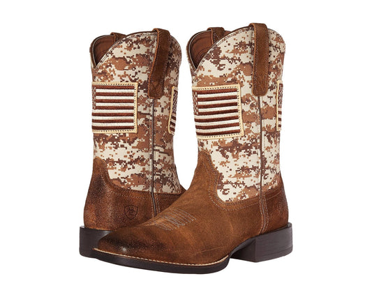 Men's Ariat Sport Patriot Antique Mocha Suede/Sand Camo Print